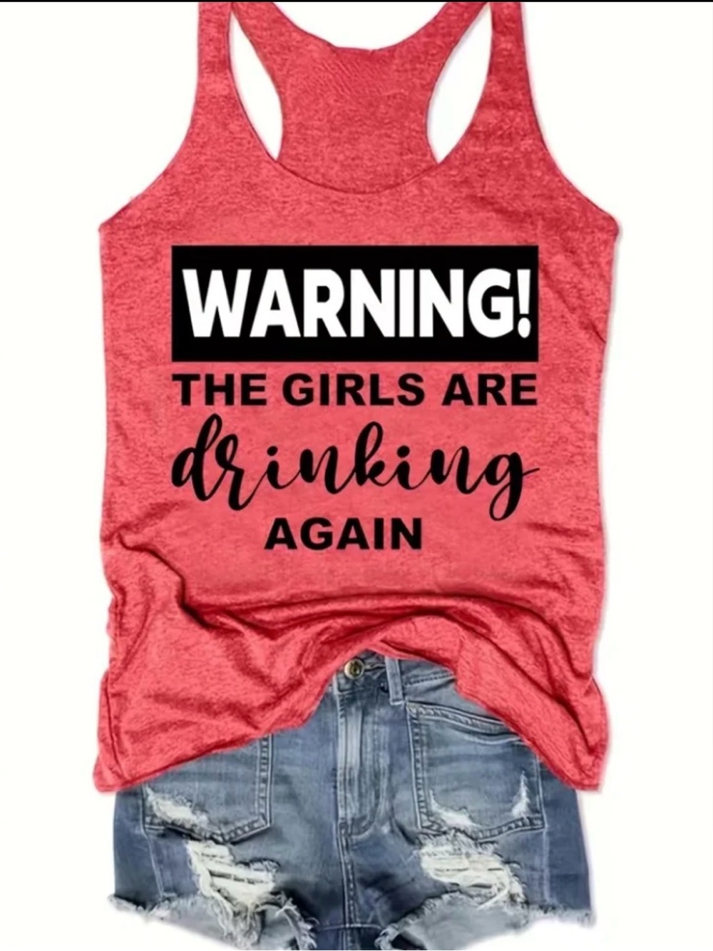 Warning! The Girls Are Drinking Again salmon pink Racerback Tank